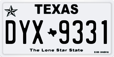 TX license plate DYX9331