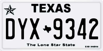 TX license plate DYX9342