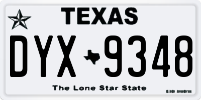 TX license plate DYX9348