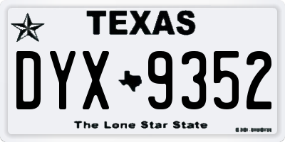 TX license plate DYX9352