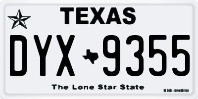 TX license plate DYX9355