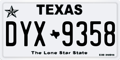 TX license plate DYX9358