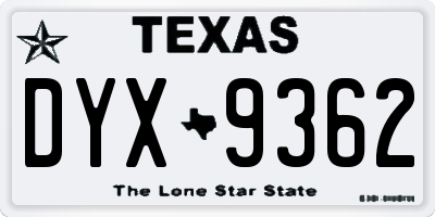 TX license plate DYX9362