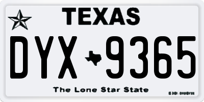 TX license plate DYX9365