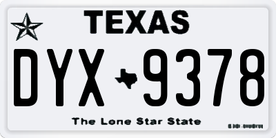 TX license plate DYX9378