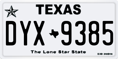 TX license plate DYX9385