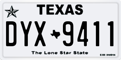TX license plate DYX9411
