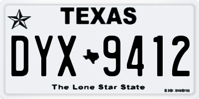 TX license plate DYX9412