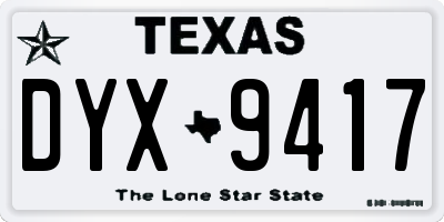 TX license plate DYX9417