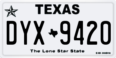 TX license plate DYX9420
