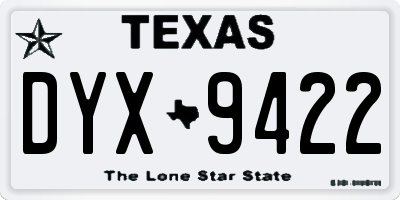 TX license plate DYX9422