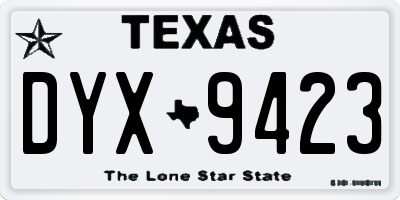 TX license plate DYX9423