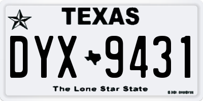 TX license plate DYX9431
