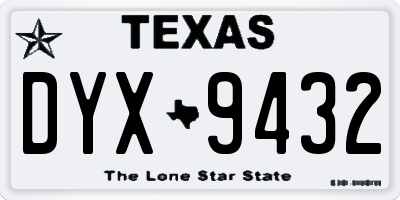 TX license plate DYX9432