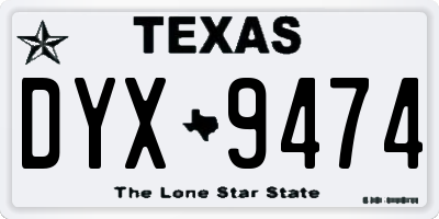 TX license plate DYX9474