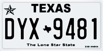 TX license plate DYX9481