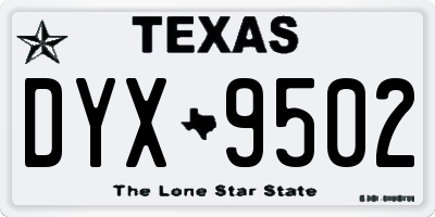 TX license plate DYX9502