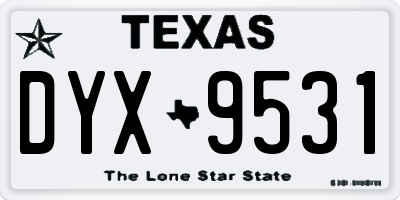 TX license plate DYX9531