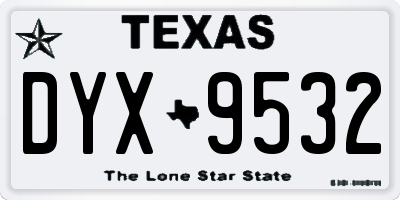 TX license plate DYX9532