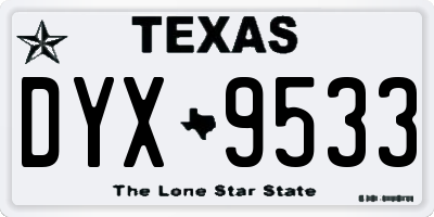 TX license plate DYX9533