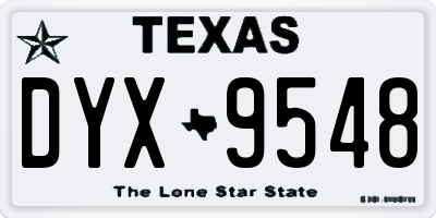 TX license plate DYX9548