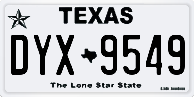 TX license plate DYX9549