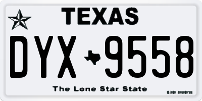 TX license plate DYX9558