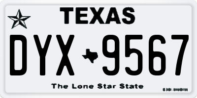 TX license plate DYX9567
