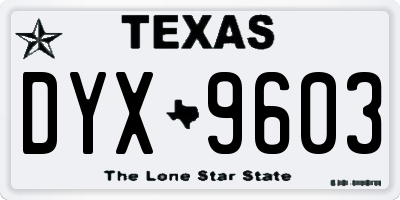 TX license plate DYX9603