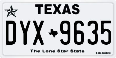 TX license plate DYX9635