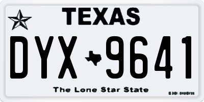 TX license plate DYX9641