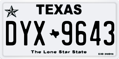 TX license plate DYX9643