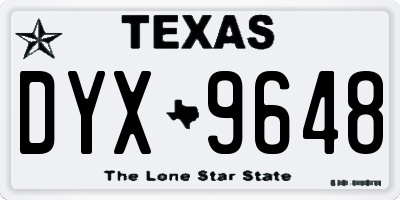 TX license plate DYX9648