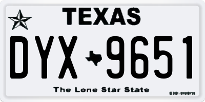 TX license plate DYX9651