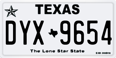 TX license plate DYX9654