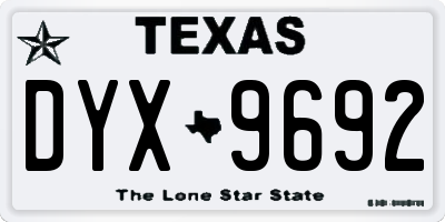 TX license plate DYX9692