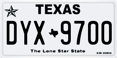 TX license plate DYX9700