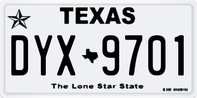 TX license plate DYX9701