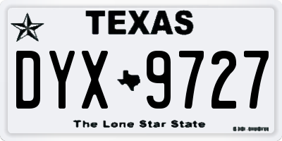 TX license plate DYX9727
