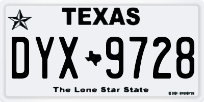 TX license plate DYX9728