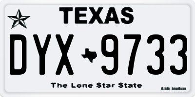 TX license plate DYX9733
