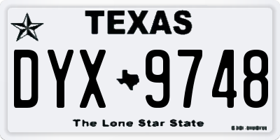 TX license plate DYX9748
