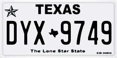 TX license plate DYX9749