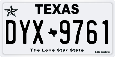 TX license plate DYX9761
