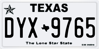 TX license plate DYX9765