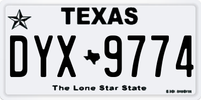 TX license plate DYX9774