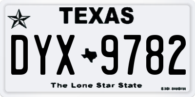 TX license plate DYX9782