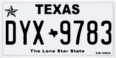 TX license plate DYX9783