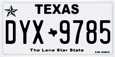 TX license plate DYX9785