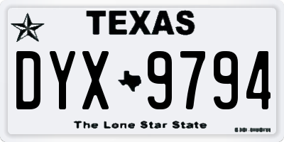 TX license plate DYX9794